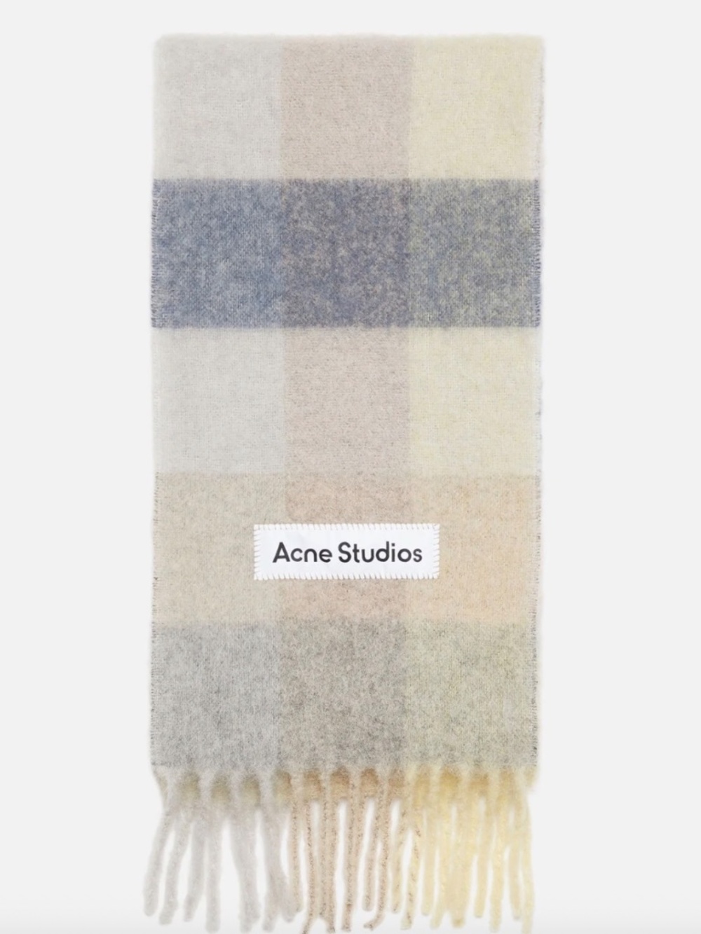 $390 Acne Studios Vally Plaid Scarf in Vanilla/Beige/Lavender NWOT